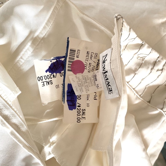 NWT Vintage Sz 10 New Image Cream & Silver Empire Waist Halter Formal Gown - Picture 5 of 5